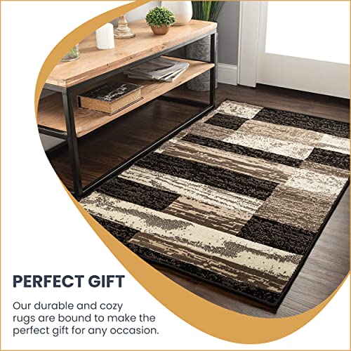 SUPERIOR Indoor Area Rug, Jute Backed, Modern Geometric Patchwork Floor