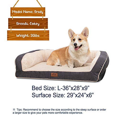 EMME Sofa Style Orthopedic Dog Beds, Deluxe Pet Couch Bed with Egg Foam