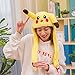 Funny Plush Pikachu Hat, Ear Moveable Jumping Hat, Cosplay Costumes Accessories Plush Toy