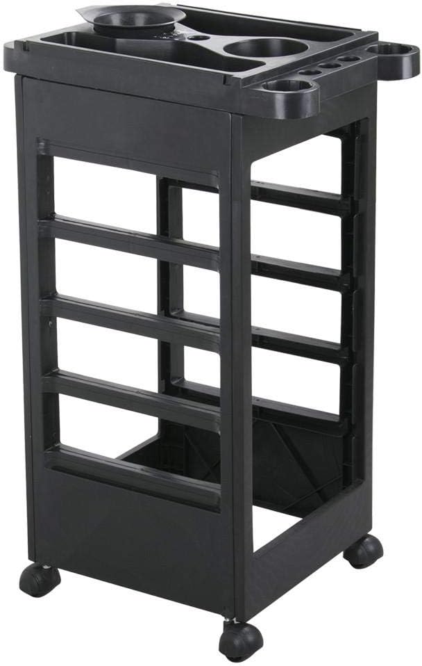 Yaheetech Salon SPA Beauty Hairdressing Rolling Trolley Cart with 5 Drawers Hair Dryer Service Tray Tool Storage Cart Black: Furniture & Decor