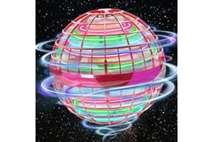 RCIRTH 2024 Galaxy Ball Flying Ball Toys Mini Drone 360° RGB Light Magic Hover Ball - Flying Spinner Flying Space Orb Toy for Kids Adults Indoor Outdoor, Floating Boomerang Ball for Kids（Red）