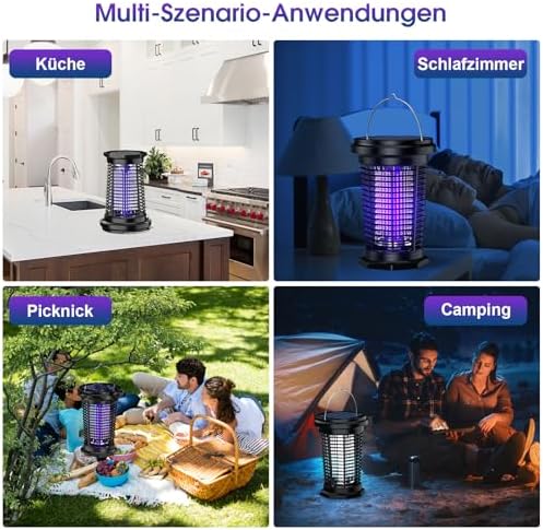 4500V Hängbarer Insektenvernichter Elektrisch Solar, Ausgestattet mit Einem Einstellbaren 5,5W/5V-Solarpanel und Einem 3,5m Langen Kabel, Geeignet für den Innen, Garten und Outdoor-Aktivitäten