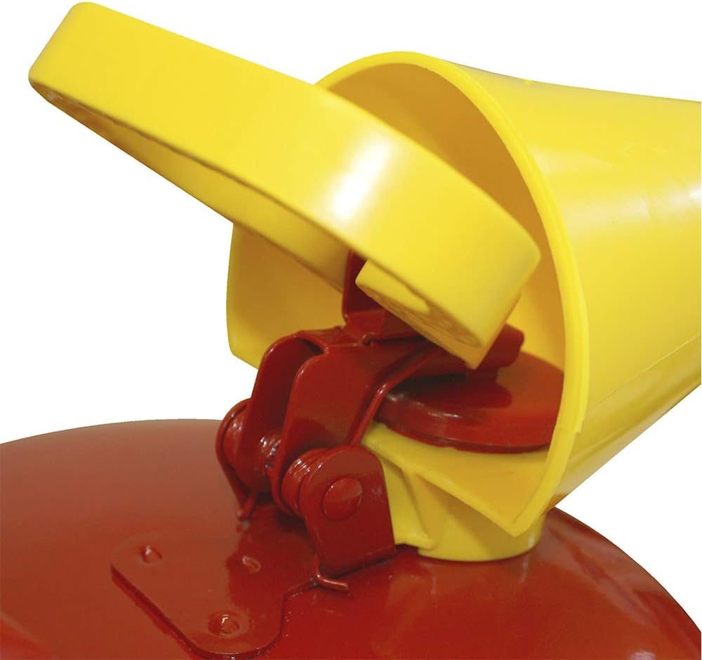 Eagle UI-50-FS Red Galvanized Steel Type I Gasoline Safety Can with Funnel, 5 gallon Capacity, 13.5" Height, 12.5" Diameter, Red/Yellow: Hazardous Storage Cans: Industrial & Scientific