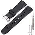 MCXGL 24mm Quick Release Rubber Watch Strap Compatible with Casio Pro Trek PRG-650Y PRG-600 PRW-6600 Men's Silicone Replacement Bracelet Sports Waterproof Black Wristband