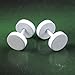 Top Plaza Mens Women Stainless Steel Barbell Bar Ear Studs, Screw Back,Flat Round Plug Earrings,Gothic Punk Piercing Unisex Ear Stud, 6MM (White)