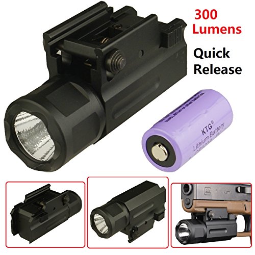 Field Sport FLP1 Series 400 Lumen Pistol LED On Off Push Switch Flashlight Weaver Mount and Quick Release, Battery Included