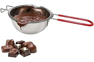 QLESHINING Chocolate Universal Melting Pot 12oz(400ml), 18/8 Stainless Steel Universal Double Boiler Spouts, Heat-Resistant H