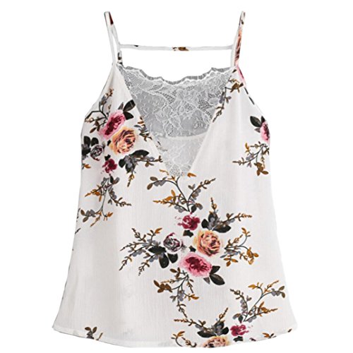 CieKen Women Elegant Garment Lace Vest Top Sleeveless Casual Tank Blouse Summer Tops T-Shirt Clothes (L, White)