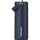 STANLEY IceFlow Flip Straw 2.0 Bottle, 16 oz, Dark Navy | Easy Carry Handle | Twist On Lid and Flip Up Straw | Lightweight Water Bottle | Insulated Stainless Steel | BPA-Free