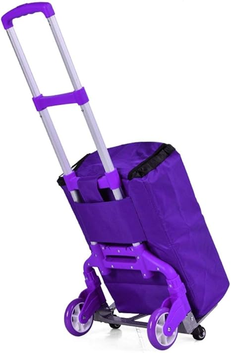 Amazon Co Jp Hengge Gttショッピングカート アルミ合金 可搬型ホイールポータブルトロリー 折りたたみ式プーリー 高齢者用ショッピングトロリー 最大62kgの積載量 色 紫の サイズ さいず 61 39 28cm ホーム キッチン