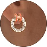 Hothink H Stud Earrings 14K Gold Plated Earrings Enamel Earrings Dainty Stud Earrings for Women Birthday Gifts for Women