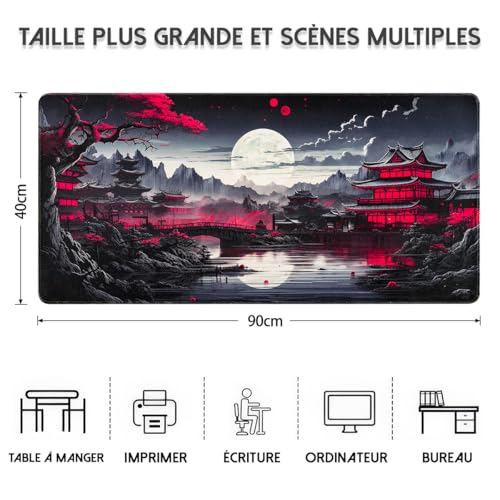 Zindoo XXL Mouse Pad Gamer Mouse Mat 900 x 400 mm Optimized for Sensor, High Accuracy and Speed with Stitched Edges and Non-Slip Rubber Base for Office, Study, Gaming