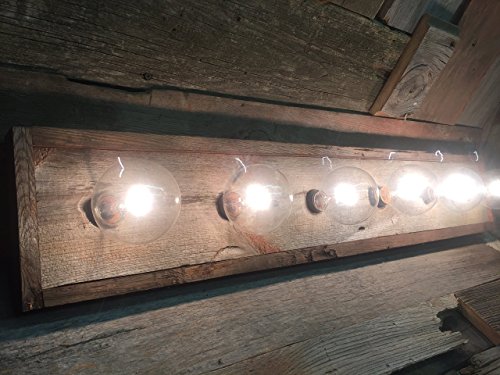 8 Bulb rustic barn wood bathroom vanity light bar - Thumbnail 6