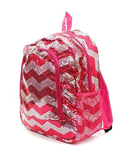 Children's Chevron Sequin Bling School Backpack (Hot Pink)