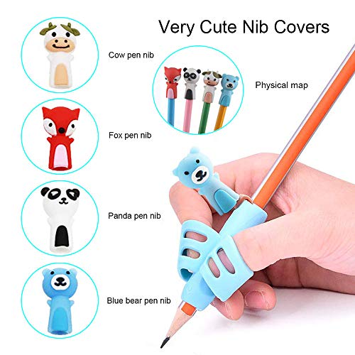 Pencil Grips - BUSHIBU Children Pen Writing Aid Grip Set Posture Correction Tool for Kids Preschoolers Children,Hollow Ventilation Colorful(16PCS) - Thumbnail 4