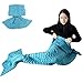 Awkli Mermaid Tail Blanket Knit Crochet and Mermaid Blanket for Adult Sleeping Blanket, Gift for Mother Day, Halloween, Thanks Giving Day (Light Blue)
