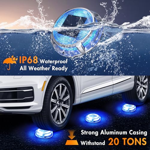 Quntis Decking Lights Outdoor 4 Pack, 3 Colors Solar Ground Lights IP68 Waterproof Solar Outdoor Garden Lights, Decking Solar Lights for Pathway Ground Step Stairs Patio Path Pool Yard