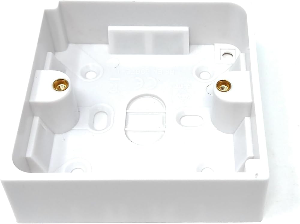 DRUT 1 Gang Surface Mount Back Box Pattress 25mm White BS5733 Electrical Outlet