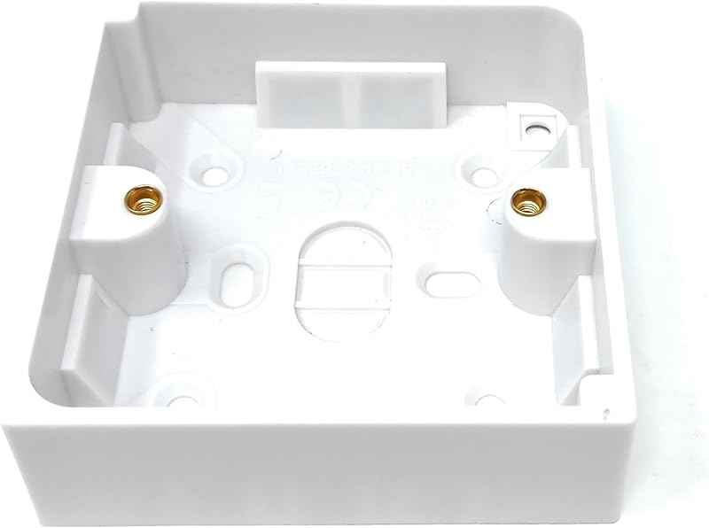 DRUT 1 Gang Surface Mount Back Box Pattress 25mm White BS5733 Electrical Outlet