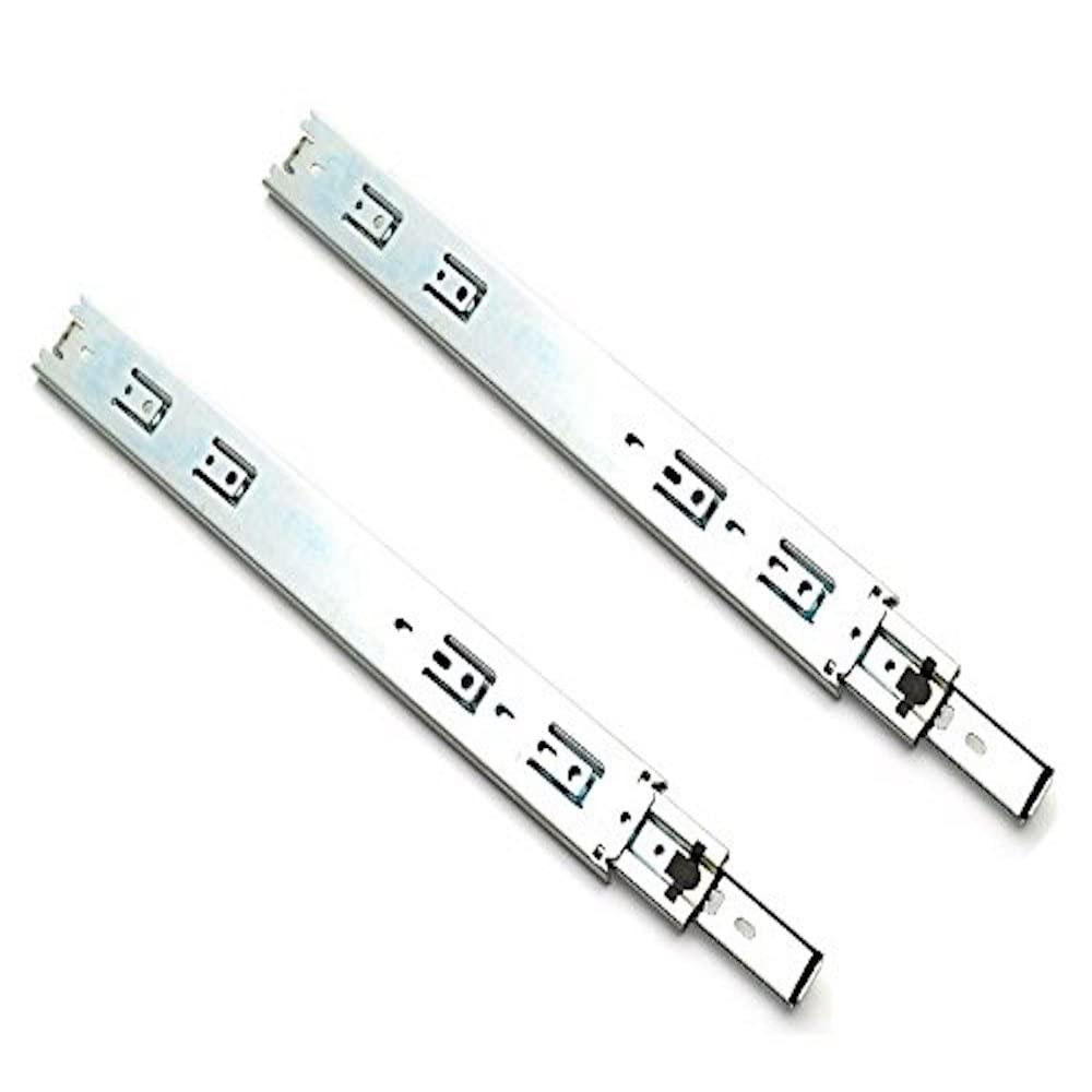 Merriway® BH00339 (2 Pcs) Double Extension Metal Ball Bearing Drawer Slides Runners 450mm (18 inch) Zinc Plated - Pack of 2 Pieces