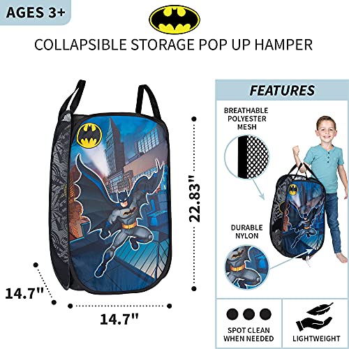 Batman Pop-Up Laundry Hamper - 21.5" Collapsible Mesh Bin With Carry Handles