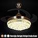 COLORLED Modern Crystal Remote Control Transparent Acrylic Blade Retractable Ceiling Fan Lamp 42-inch Lighting Fan Chandelier Led Lights Fixture