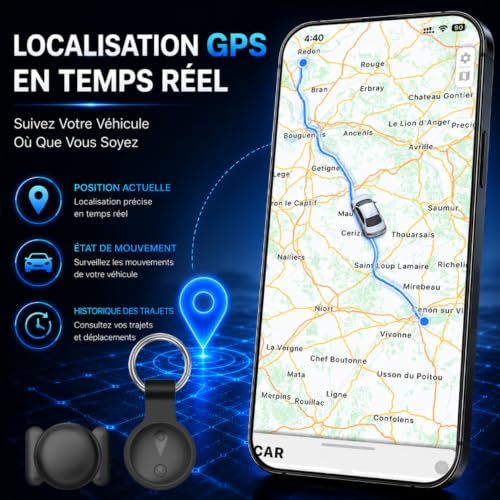 GPS Tracker, Hidden Car GPS Tracker, Without Subscription, Magnetic GPS for Cars, Android and iOS Tracker Supports Systems, GPS Locator for Vehicles/Key/Luggage/Motorcycle (Black)