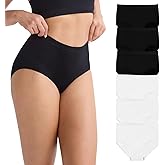 Hlizonn Women’s High Waist Underwear 6-Pack, Soft Stretchy Breathable Panties, Moisture-Wicking Full Coverage Briefs