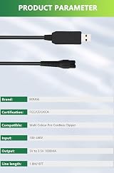 Bouge USB Shaver Charger Cable for Wahl Colour Pro Cordless Clippers 9649 view 3