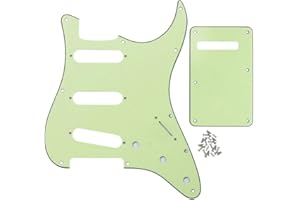 FLEOR SSS 8 Hole Vintage ST Pickguard Guitar Back Plate with Screw for Vintage ST Style Guitar Parts, 3Ply Mint Green