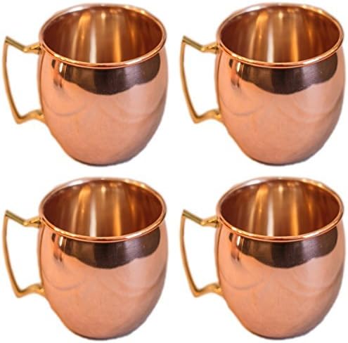 Moscow Mule 100 % Solid Pure Copper Mugs/Cups - Set of 4 (16-ounce/Set of 4, Smooth) by Saint