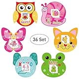 jollylife Valentine’s Day Animal Cards Tattoos for Kids School Classmates Party Favors(Set of 36)
