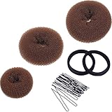 Mudder 3 Pieces Donut Bun Maker Hair Bun Maker Ring Style Bun Maker Set for Chignon Hair Includes Large, Medium and Small (Light Brown)