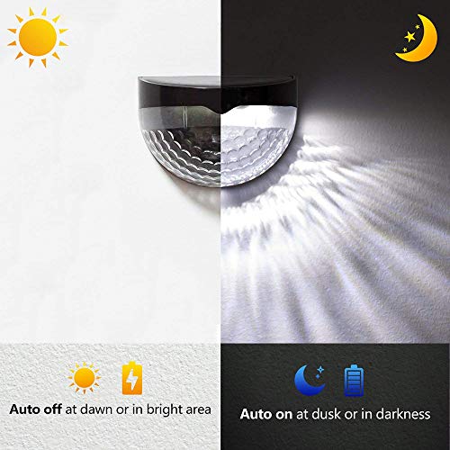 Outdoor Solar Fence Post Lights Wall Mount Decorative Deck Lighting, Sensor Lamp Wireless Waterproof Wall Light with Auto on/Off for Patio Garden Pathway Driveway Villas Back Yard Stairs, 2 Packs - Thumbnail 4