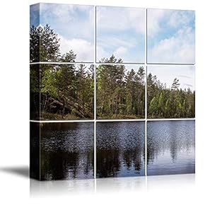 Canvas Wall Art Calm Lake Canvas Prints Home Artwork Decoration for Living Room,Bedroom - 12x12 inches