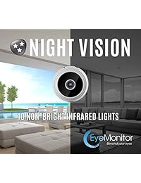 EYE-MONITOR mini cámara oculta WiFi, visión nocturna, HD 1080P, cámara de vigilancia inalámbrica con detección de movimiento y lente gran angular, sistema de cámara de seguridad ideal para el hogar y cámara de niñera (blanco)