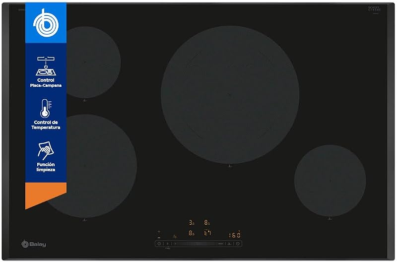 , Placa de Inducción, 80 cm, 4 fuegos, negro, 3EB985LH