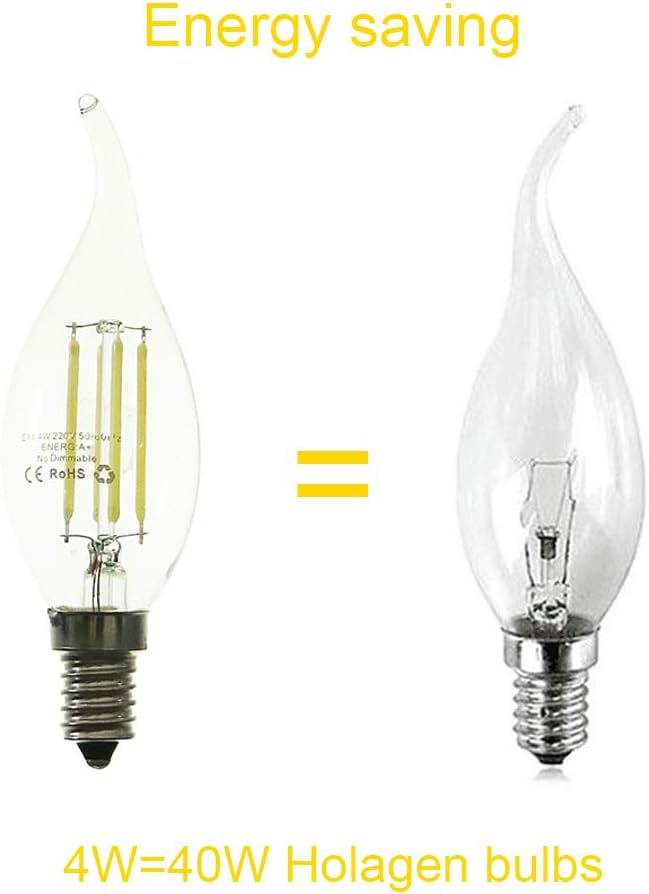 HUAMu E14 LED Light Bulb, LED Candle Bulbs Small Screw, 4W 400lm, 40W Equivalent SES E14 Bulb Halogen - Image 4