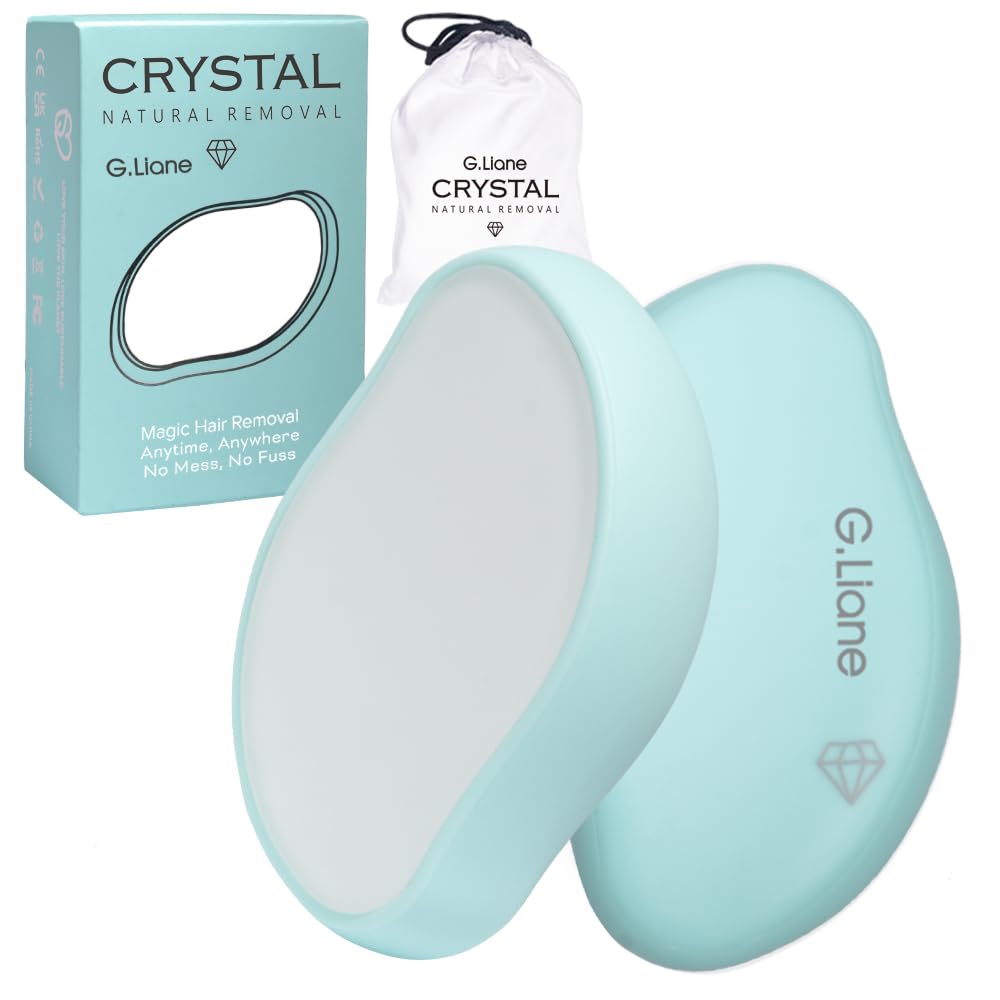 G.Liane Crystal Hair Eraser,Painless Glass Hair Removal,Magic Nano Hair Remover Stone,Reusable Epilator for Women and Men (Blue)