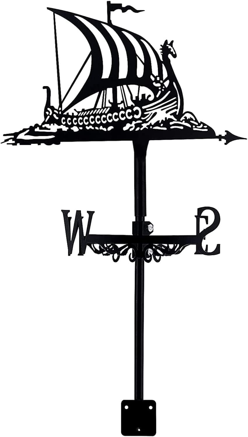 Weathervanes - TOYPEX Weathervane Viking Ship Weather Vane for Roof Metal Construction Weathervane, Sailing Ship Direction Wind Vane for Garden Home Sheds Fence Posts Pergola