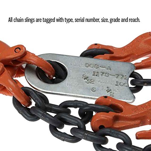 3/8" x 20' Adjustable Quad Leg Chain Sling w/ Sling Hook Grade 100