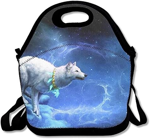 JCCHEN Space Wolf Lunch Bag Tote Soft Lunch Box Reusable Insulated Handbag For Women,Girls,Kids