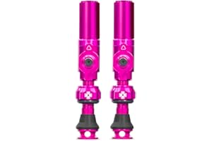 Muc-Off Big Bore Hybrid Tubeless Valves, Pink 35mm - Precision Engineered Dust Caps for Bikes with Revolutionary Airflow Technology - Schrader Valve Caps for Tubeless MTB/Road/Gravel Bikes