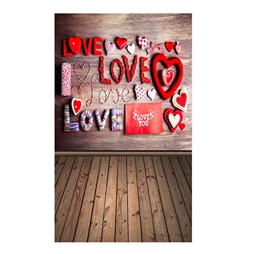 Cyhulu 5x3ft Love Heart Wall Ceremony Backdrop Photography Background Curtain for Valentine’s Day Wedding Party Lovers Bridal Vinyl Banner Photo Studio Props Home DIY Art Photography (C, One size)