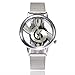 Nextstart Hollow Music Note Notation Watch Stainless Steel Quartz Wristwatches Men Women Mesh Watches