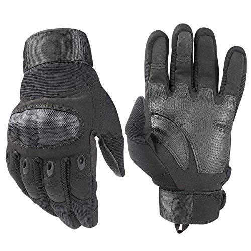 Tactical Gloves, Army Military Rubber Hard Knuckle Outdoor Full Finger Touch Screen Gloves for Men Cycling Motorcycle Hunting Shooting Hiking Camping Airsoft Paintball (M, Black)
