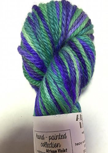 Artisan Yarns Hand Dyed Baby Alpaca Yarn, Hand Paited African Violet, Heavy Worsted Weight, 100 Grams, 102 Yards, 100% Baby Alpaca