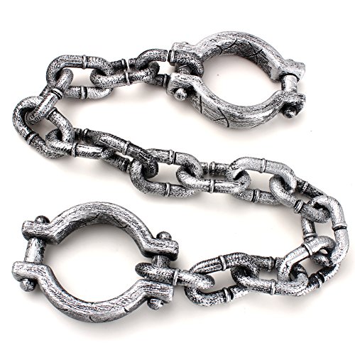 ZICOME Plastic Wrist Shackles Prison Chain Handcuffs for Halloween Costume Party Decor Props