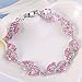 EleQueen Women's Silver-tone Full Cubic Zirconia Marquise Leaf Roman Tennis Bracelet Pink Tourmaline Color