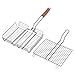 Charcoal Companion Non-Stick Rectangle Grilling Basket with Rosewood Handle